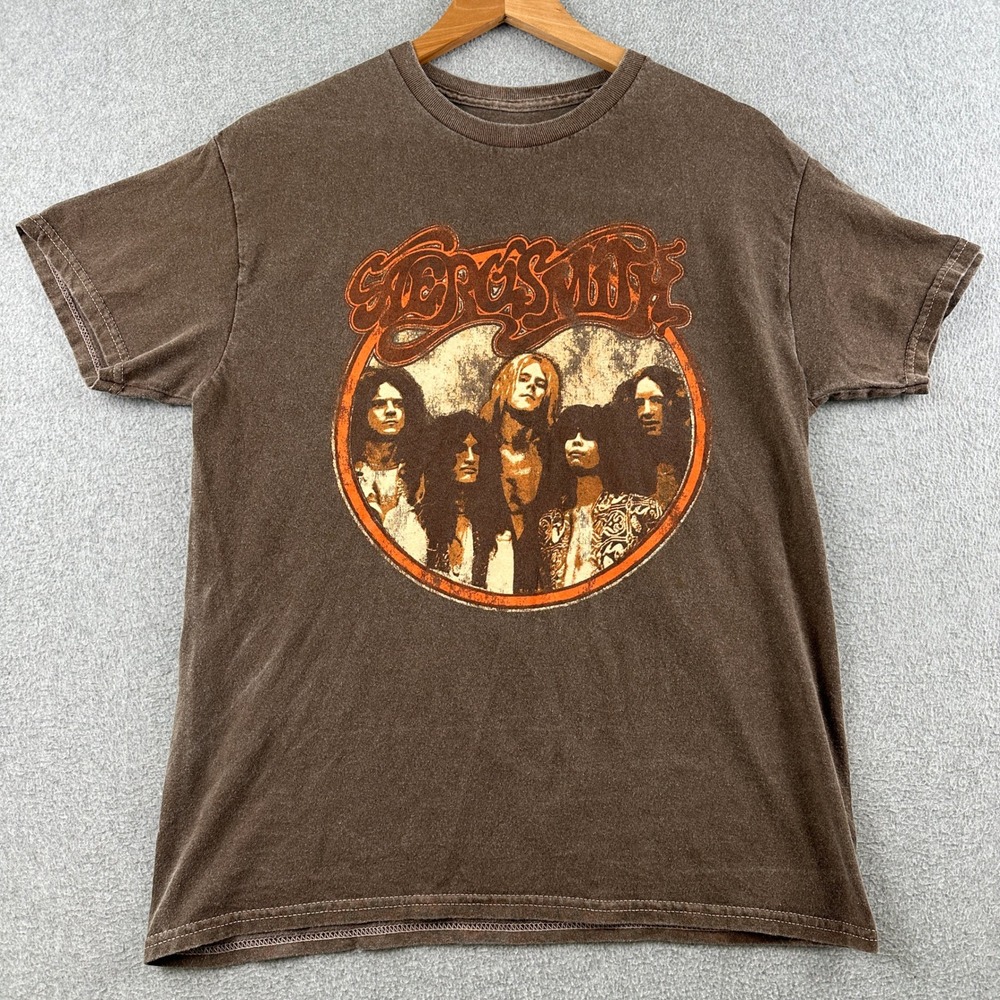 Aerosmith T-Shirt Mens S/M Brown Graphic Band Tee Rag Doll Merch